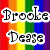 Rainbow striped background with black text reading 'Brooke has my heart for always!' in white-outlined letters.