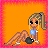 Pixel art contact sheet of a female character in various poses with 'HOPELESS' text, orange background, and pink border across 8 frames.