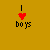 Six pixel-art icons arranged in two on a mustard-yellow background, each showing 'I ❤️' above text with crossed-out or un-crossed text