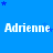 Blue background with repeated white text 'Adrienne' and scattered blue stars, partially cropped on the right.
