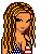Pixel art buddy icon featuring a cartoon woman in patriotic-themed swimwear and high heels next to a gray text box with "God Bless America".