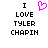 Pixelated text reads 'I LOVE TYLER CHAPIN' with a pink heart symbol replacing the word 'LOVE' in one view.