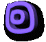 A 4x3 contact sheet of a purple animated icon showing sequential frames from an animation cycle with varying perspectives and rotations against a gray background.