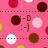 Pink background with brown, white, and light pink circles; brown text 'Hey Y'all' and ': -D' emoticons; small green shapes; dotted lines; gray rectangle in bottom-right corner.