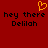 Red background with orange pixelated heart above black pixelated text reading 'hey there Delilah' repeated twice.