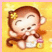 A pixelated cartoon monkey with closed eyes and a flower in its hair, next to pink text reading "Cutie Pants" on a yellow background.