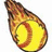 Animated fireball icon with yellow core and brown-orange flame edges, showing subtle motion in flame patterns across frames.