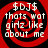 $DJ$ text over red spiral background with 'thats wat girlz like about me' in white pixelated font, four identical arranged in a