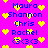 A static image with a bright pink background displays blue text names and yellow heart symbols in pixelated style.