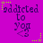 Purple background with repeated text 'addicted to you' in dark purple, surrounded by yellow and brown star-shaped pixel clusters.