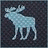 A pixelated contact sheet showing two frames of an animated buddy icon with a light blue moose on dark background and gray text "aber crombie" on white background.