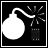 White cartoon bomb with a curved fuse and four gray spark lines above it, next to a green digital timer display showing 'UH' on black background.