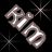 Pixelated silver 3D text 'PWN' with starbursts on black background, two animation frames showing different brightness levels.