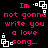Pixelated text in bright pink on black background with white geometric shapes, displaying 'Im not gonnd write you a love song...' with repeated text and shapes.