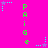 Bright pink background with vertical green text 'PIG' and small cyan/purple star icons in various positions.