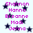 A static image displays a of names in bright pink text over dark blue stars on a light background
