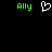 Green text 'Ally' appears on both sides of a white pixelated heart symbol against a black background.
