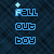 Blue pixelated text 'FALL OUT BOY' on dark blue textured background with small light blue plus symbols, animated by changing plus symbol positions.