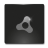Pixelated grayscale icon of a stylized triangular shape with a circular cutout on a dark background.