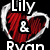 Pixelated icon with red heart shape, white text 'Lily' above and 'Ryoo' below, and white ampersand inside heart on black background.