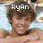 Pixelated image of a person with brown hair and light skin, wearing a dark collar, with the text 'RyAn' overlaid in white block letters.