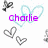Animated icon with heart motifs and changing text over a white background, featuring small black-and-white butterfly-like shapes in the corners.