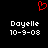 Red pixelated heart symbol above two identical white text blocks on black background.