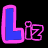 Four 48x48 pixel frames of an animated buddy icon showing the name "Liz" in blue and pink neon-style lettering with alternating color fills across frames.