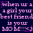 Pixelated text repeats 'when ur a girl your best friend is your MOM!!!<3' in pink on dark blue with scattered purple stars.