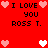 Red background with black text reading "I LOVE YOU ROSS T." surrounded by pink and white pixelated hearts in two distinct arrangements.