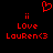 Red pixelated text and symbols on black background: two 'ii' pairs above 'Love', then 'LauRen<3' below, with a heart symbol at top center.