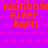 A static image with a bright purple background covered in small pink stars, featuring repeated orange text reading "rainbow river barn" in a pixelated font.