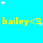 A static image with a bright cyan background featuring repeated yellow text 'bailey<3' and scattered white stars.