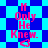 Pixelated text "If Only He Knew." in pink with a heart symbol, displayed on alternating blue and cyan checkered backgrounds.