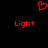 Red pixelated heart symbol above two instances of the word Light in red text on a black background.