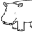 A pixelated cartoon hippopotamus outline with red text reading "I want a Hippo-Potamus" on the right side.