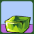 Animated contact sheet showing 12 frames of a green cube bouncing on a purple surface against a light blue background.