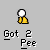 identical pixelated icons showing a yellow figure with a white head, each labeled "Got 2 Pee" below, with subtle variations in the figure's pose and a yellow line beneath some figures