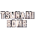 Animated contact sheet of a pixelated icon showing 'TSUNAMI BOMB' text and group poses against blue backgrounds with gray transparency.