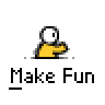Animated contact sheet of a yellow stick figure character performing various actions with speech bubbles and motion effects on gray background.
