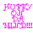 Pixelated pink text and symbols on white background, with visible animation changes between frames.