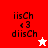 four with red, white, and pink backgrounds displaying text 'iisCh', '<3', 'diisCh' and star symbols in black or red