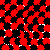 Red, black, and white pixelated shapes form a repeating pattern with jagged edges and small white accents.