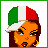 Pixel art contact sheet of a cartoon woman with Italian flag colors in her hat and skirt, showing facial expressions and body poses across nine frames with repeated text "Italians do it Best".