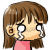Two side-by-side pixel art frames of a cartoon girl with brown hair and pink top, showing slight facial expression changes between frames.