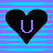 A 48x48 pixel animated buddy icon featuring two heart shapes with the letter U inside, displayed in a contact sheet format showing frame changes against a striped background.