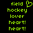 Green pixelated text and a heart symbol on black background, with one version showing an animated heart.