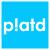 Blue square icon with white pixelated text 'p!atd' centered on the background.