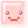 Four pixelated pink square icons with rounded corners display alternating facial expressions: two show open eyes and a straight mouth, while the other two show closed eyes and a smiling mouth.