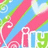 Pixelated static image with pink diagonal shapes, green accents, and blue background featuring partial white text elements.